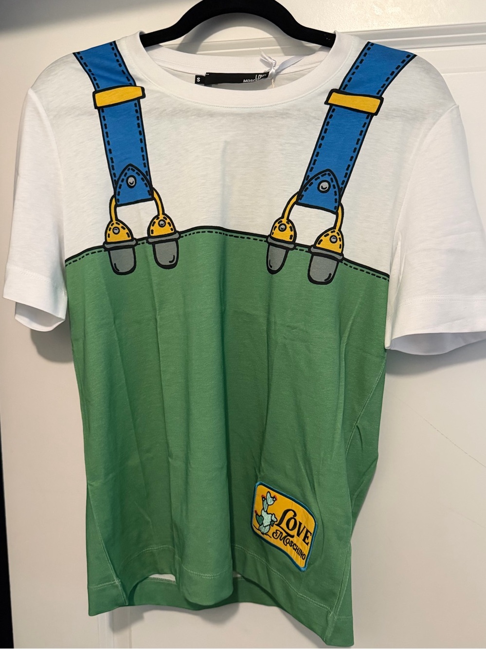 Graphic Tee with Green Overalls Print